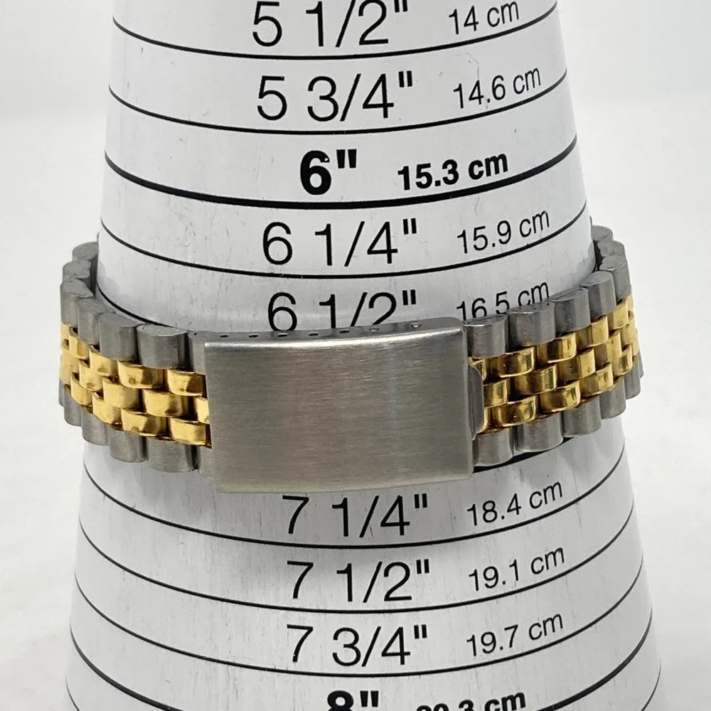 Pillsbury Watch Men 35mm Silver Gold Two Tone Date Bubble Round New Battery 7